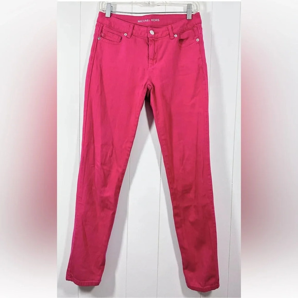 Michael Kors Fuchsia Skinny Denim Jeans Stretch Size 4 - Picture 1 of 8